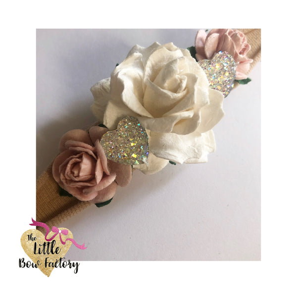 Crystal heart flower crown