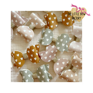 Mini heart print beauty bows