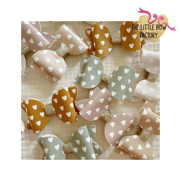 Mini heart print beauty bows