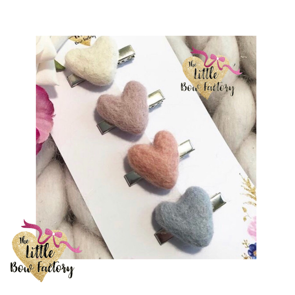 Classic soft felt hearts - clips and mini clips