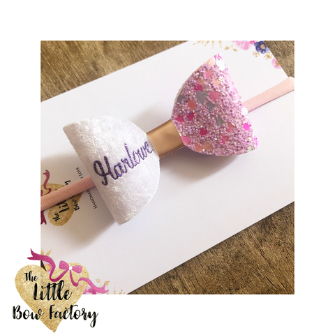 Ltd edition candy hearts personalised name / initial bow