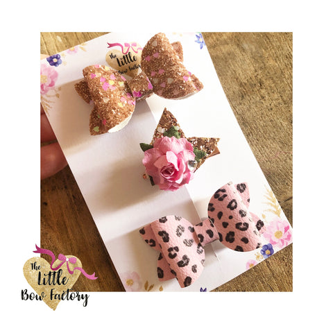 Pink leopard love - bows