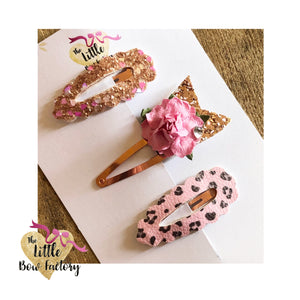 Pink leopard love - snap clips