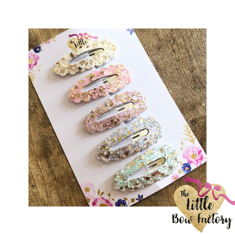 Pastel sparkle snap clips