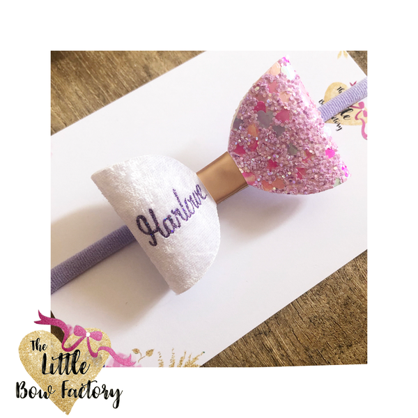 Ltd edition candy hearts personalised name / initial bow